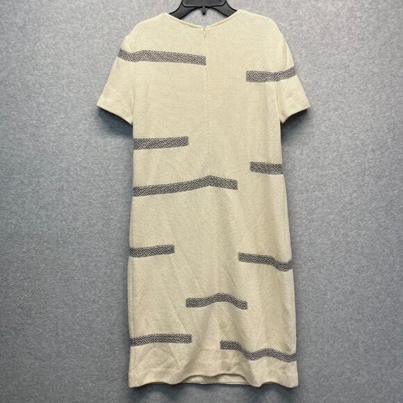 St‎ John Wool Blend Dress Womens 4 Cream Shift Short Sleeve Silk Lined - Picture 4 of 13